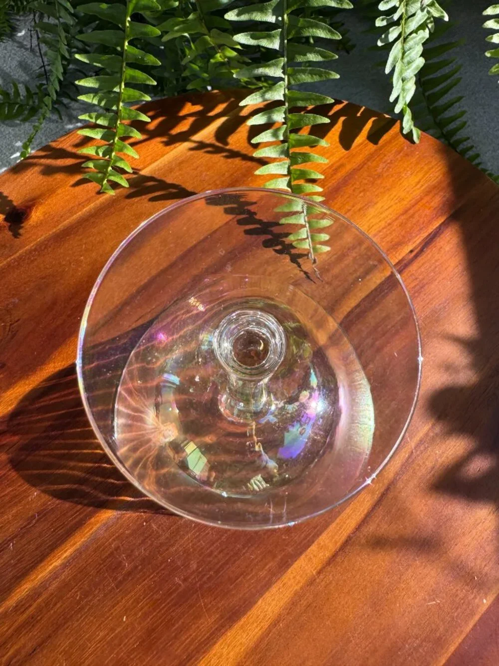 Set of 2 Vintage Fostoria Mother of Pearl Iridescent Champagne Coupe Glasses